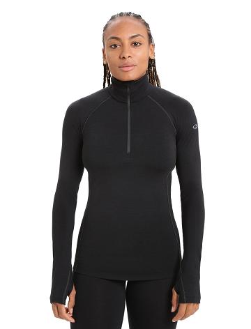 Icebreaker BodyfitZone™ Merino 200 Zone Thermal Long Sleeve Half Zip Top Naisten Base Layers Mustat | FI 1867KORI